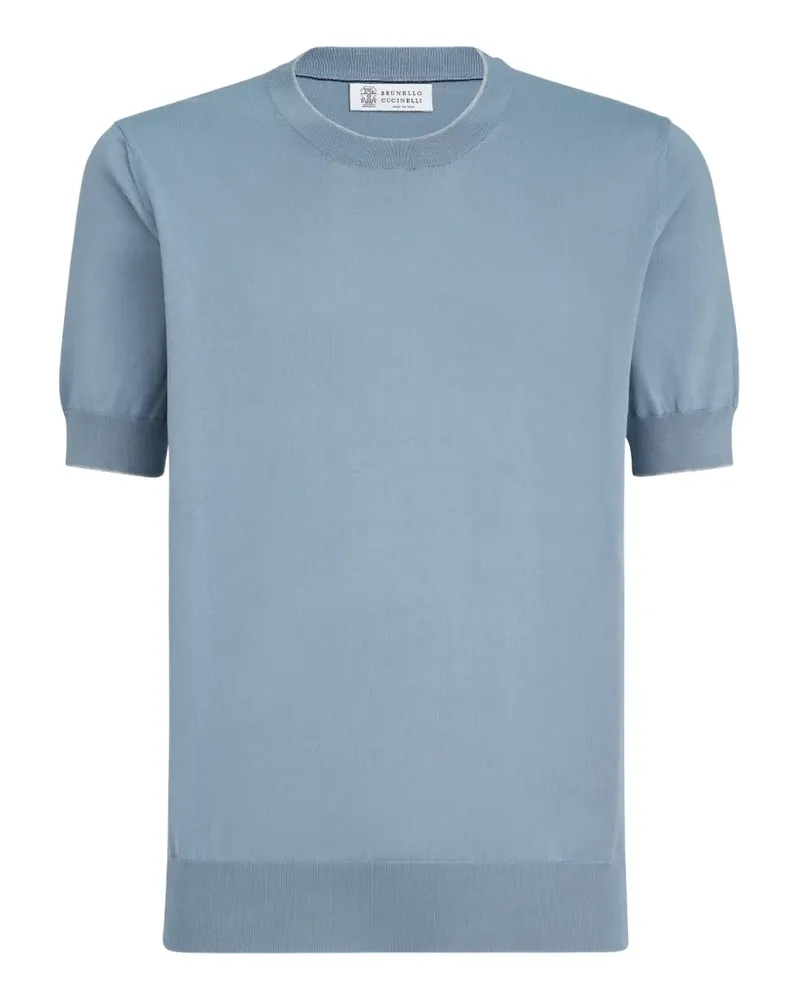 Brunello Cucinelli Gestricktes T-Shirt - Grau Grau