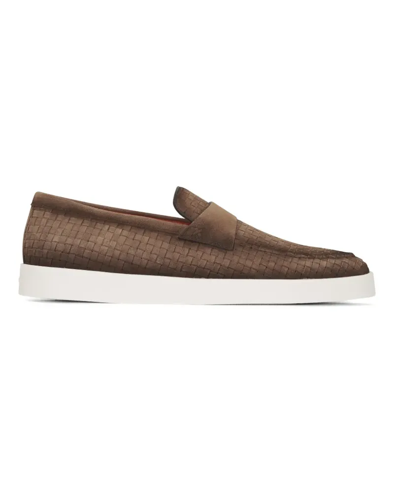 Santoni woven leather loafers - Braun Braun