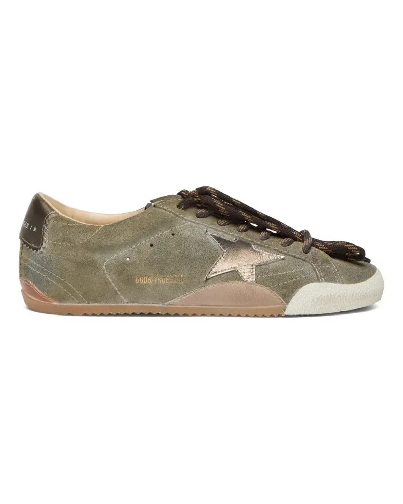 Golden Goose True-Star Sneakers aus olivem Wildleder mit goldfarbenem Stern - Grün Grün