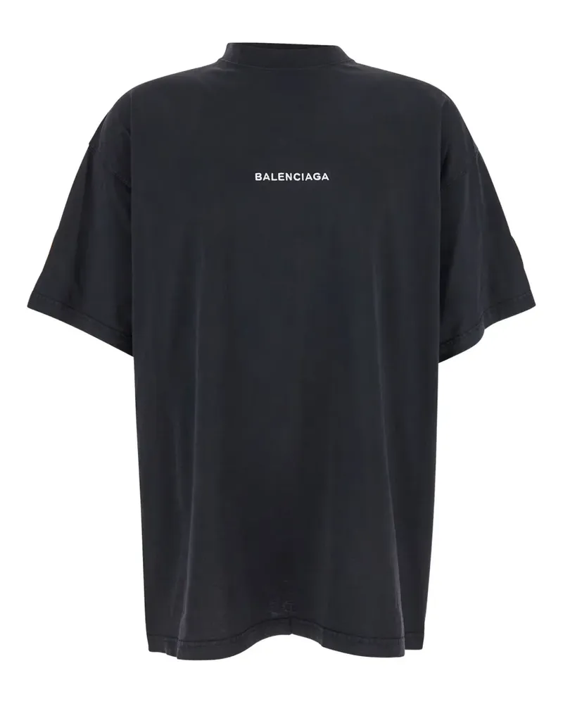 Balenciaga T-Shirt mit Logo-Patch - Schwarz Schwarz