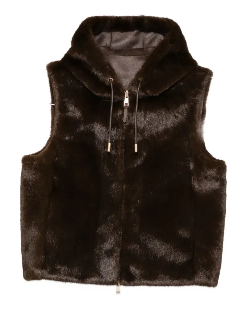 Mabrun Wendbare Fantasy Weste aus Faux Fur - Braun Braun