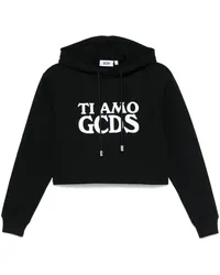 GCDS Ti Amo Cropped-Hoodie Schwarz