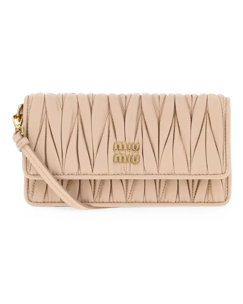 Miu Miu Schultertasche aus Matelasse-Leder - Nude Nude