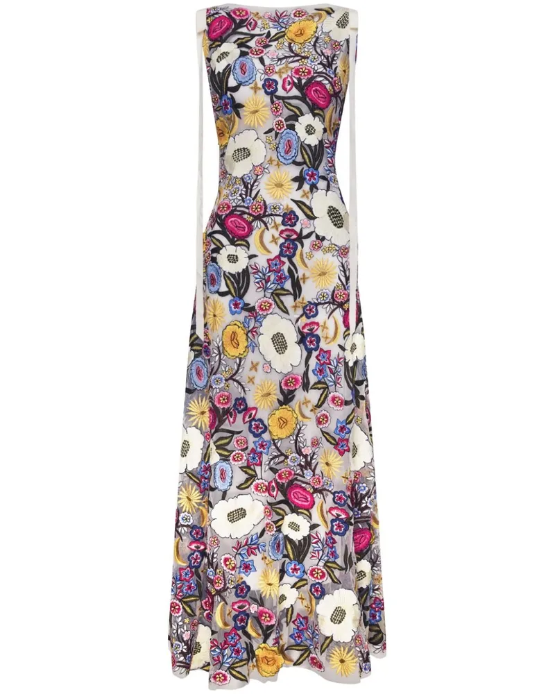 Rachel Gilbert Lyra Abendkleid mit blumiger Stickerei - Weiß Weiß
