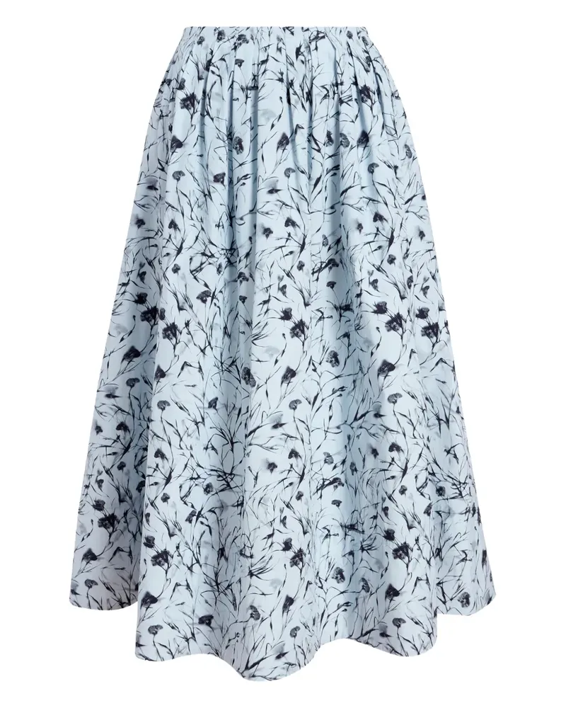 Proenza Schouler Geraffter Rock mit Blumen-Print - Blau Blau