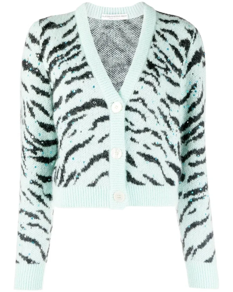 Alessandra Rich Cardigan mit Zebra-Print - Grün Grün