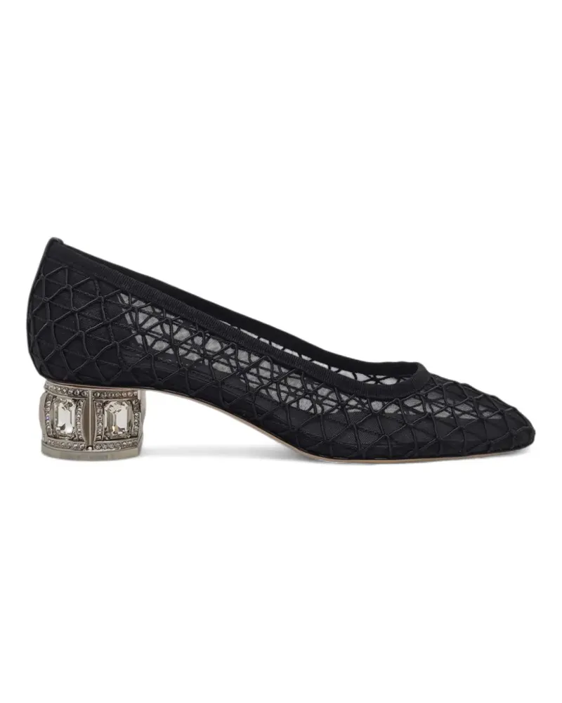 Casadei Belle Epoque mesh-panelled crystal-embellished pumps - Schwarz Schwarz