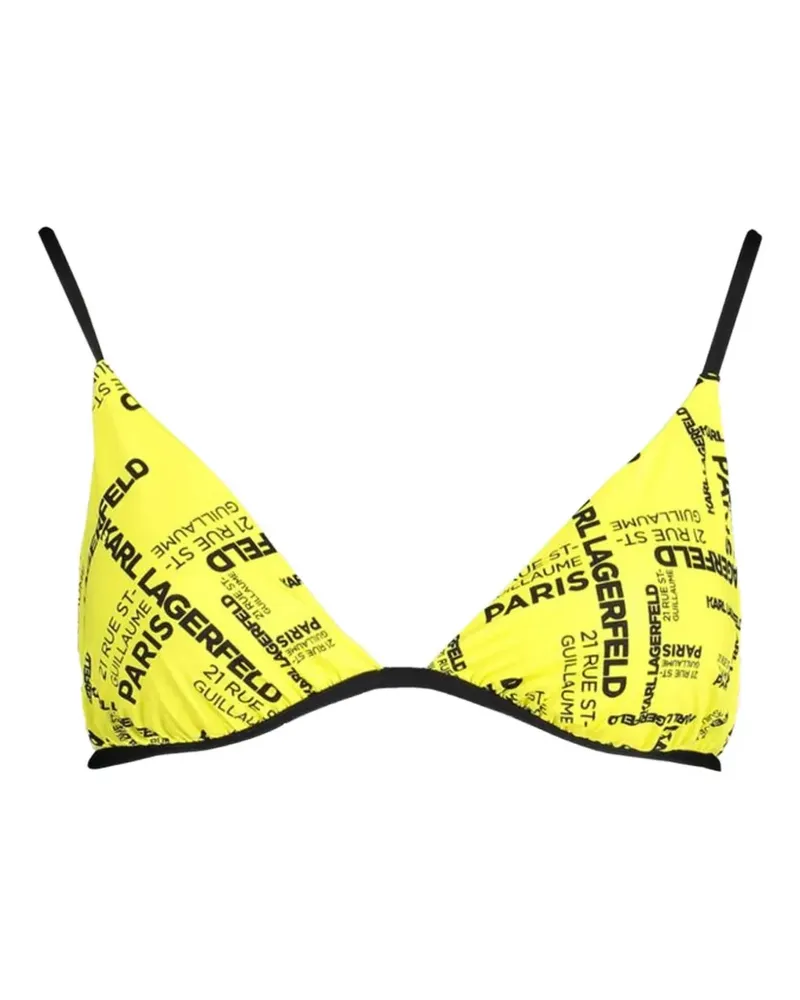 Karl Lagerfeld Triangel-Bikini mit Logo-Print - Gelb Gelb
