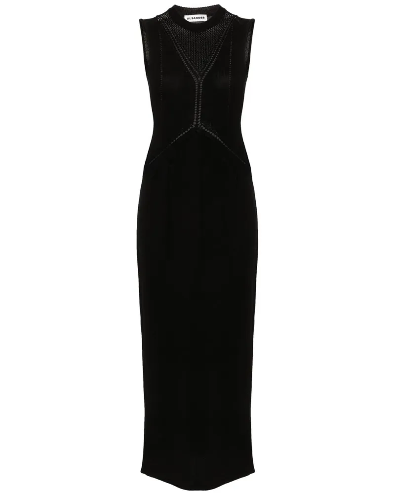 Jil Sander Maxikleid mit Schalkragen - Schwarz Schwarz
