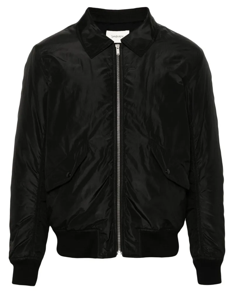 Saint Laurent Bomberjacke aus Seide - Schwarz Schwarz