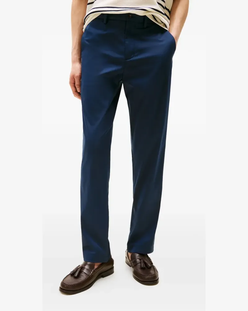 Tommy Hilfiger button logo-embroidered trousers - Blau Blau