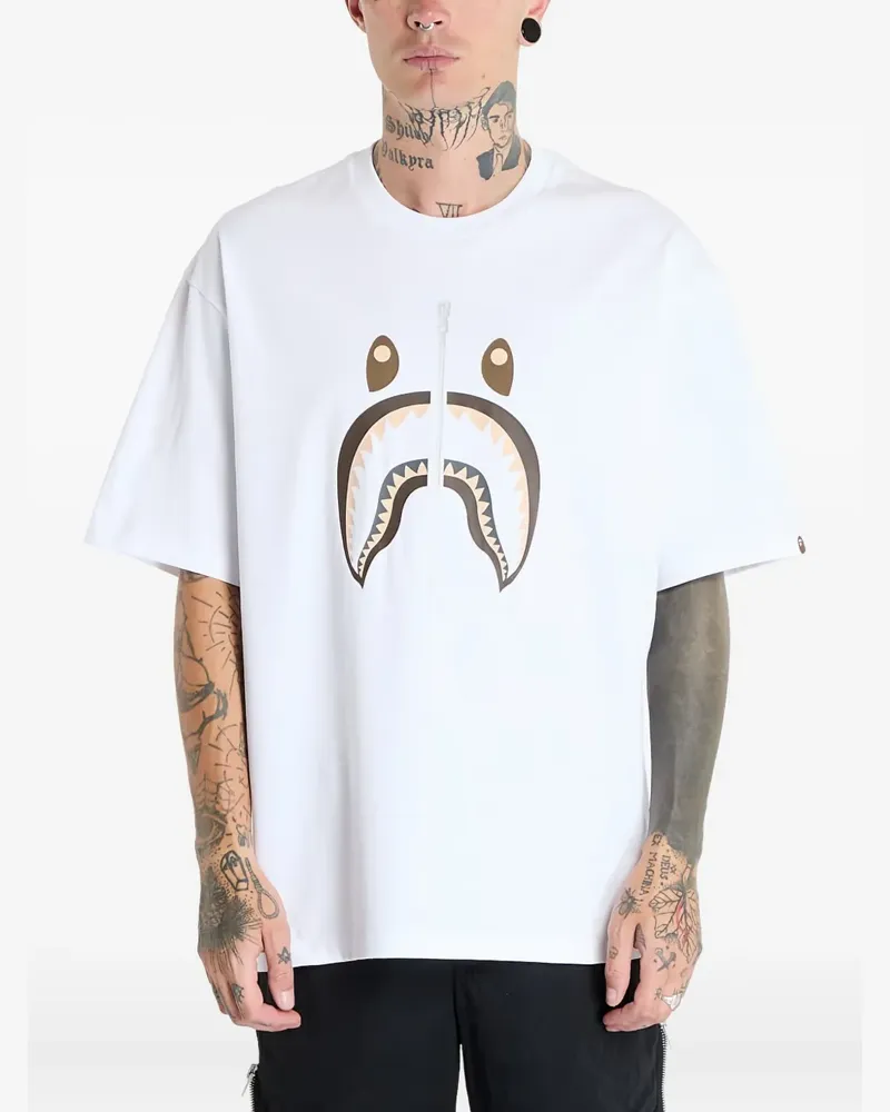 BAPE T-Shirt mit Hai-Print - Weiß Weiß