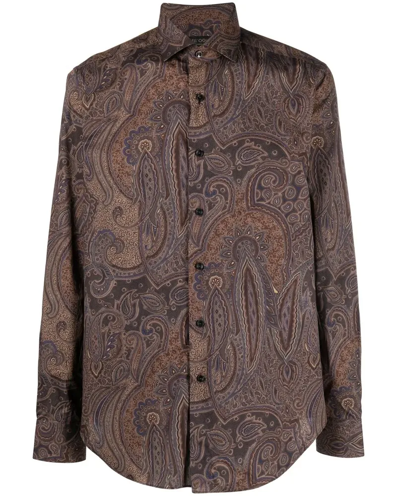Dell'oglio Hemd mit Paisleymuster - Braun Braun