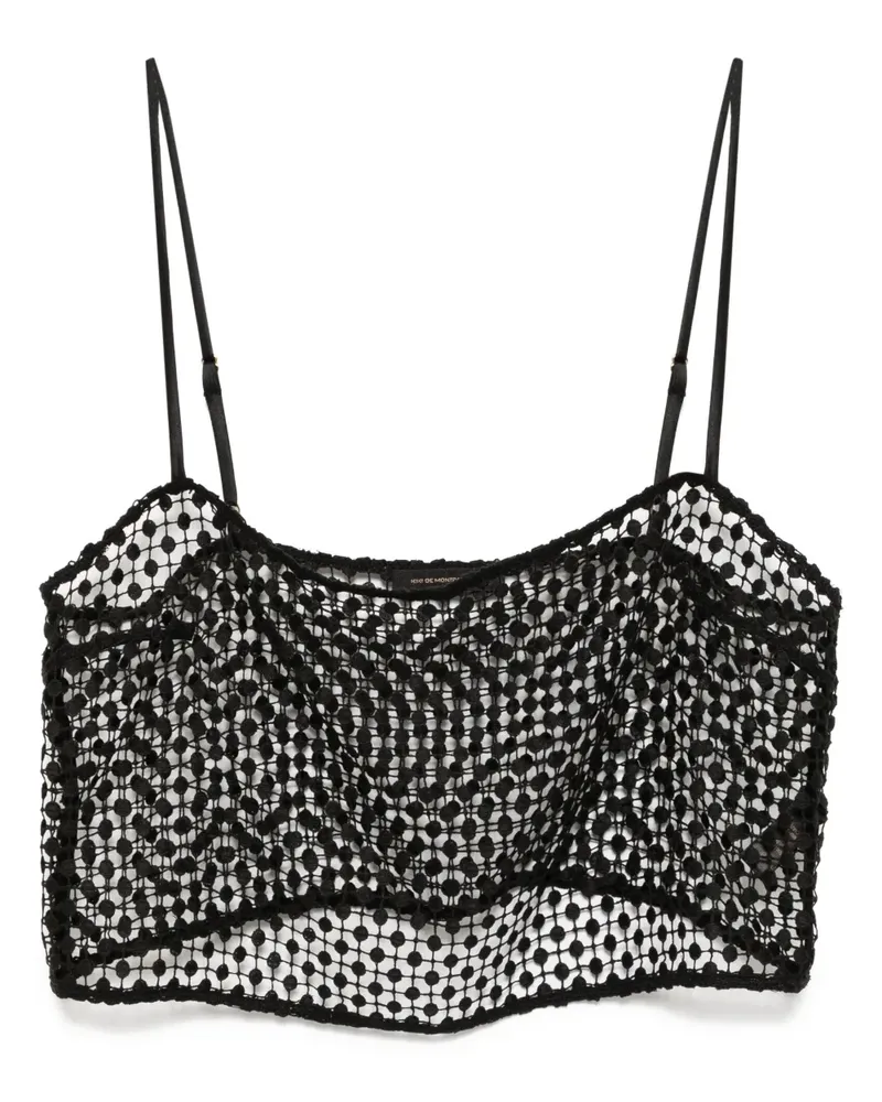 Kiki De Montparnasse Bandeau-Top aus Pointelle - Schwarz Schwarz
