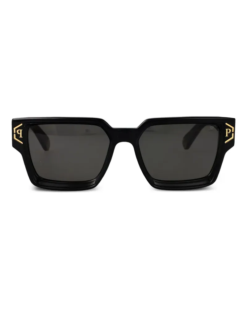 Philipp Plein Sonnenbrille mit eckigem Gestell - Schwarz Schwarz