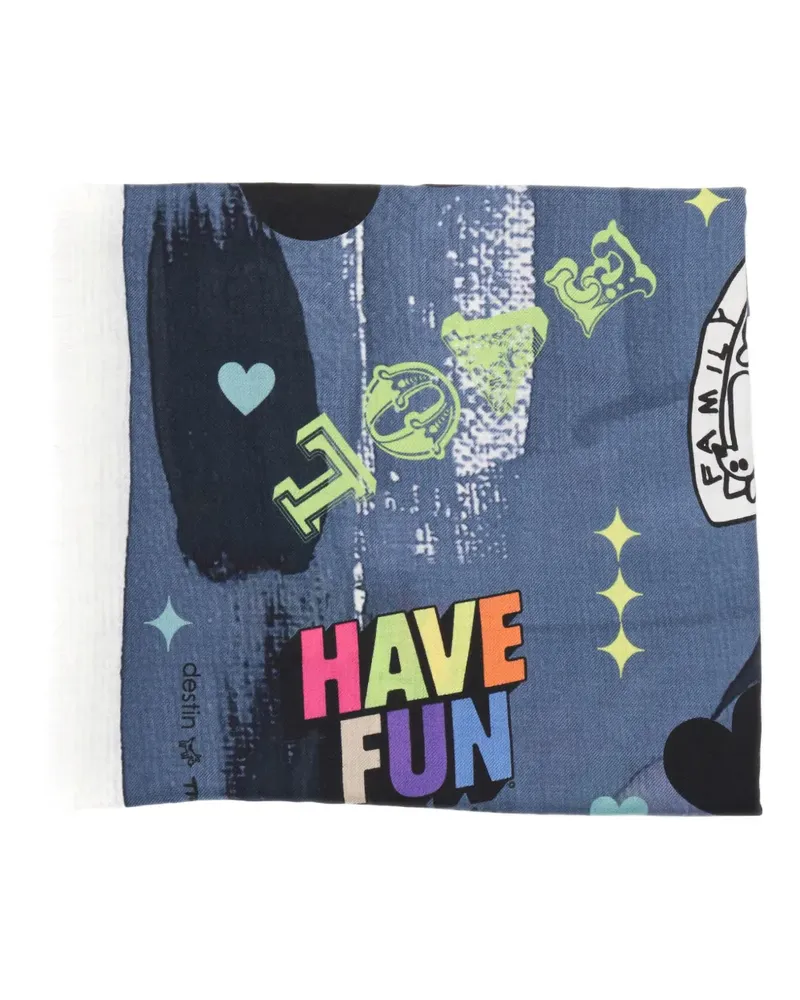 Destin Schal mit Print - Blau Blau