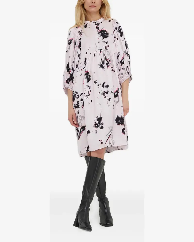 BRUUNS BAZAAR Gesmoktes Kleid mit Blumen-Print - Rosa Rosa