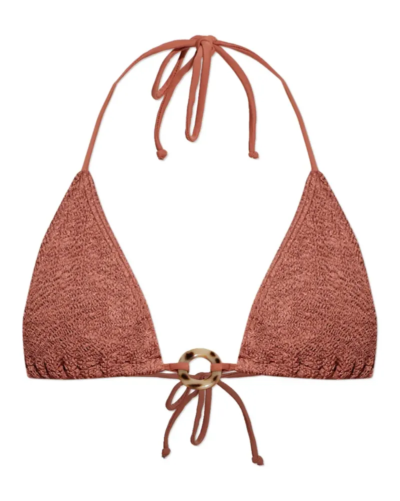 bond-eye crinkle-effect ring-detail bikini top - Braun Braun