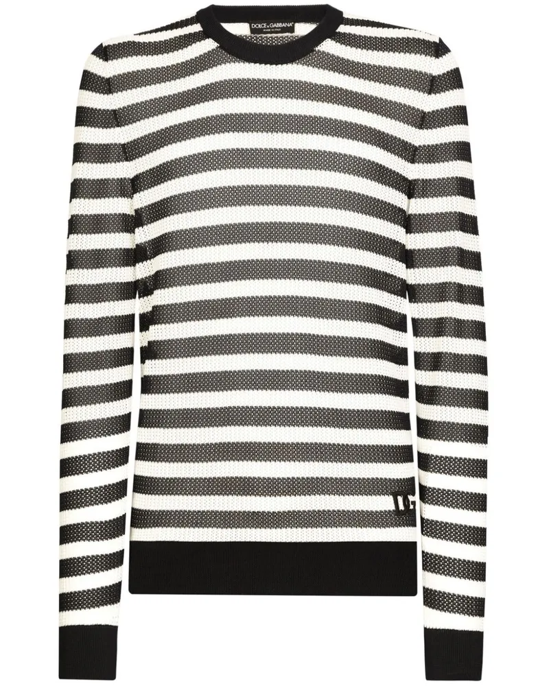 Dolce & Gabbana Gestreifter Pullover mit Logo-Stickerei - Blau Blau