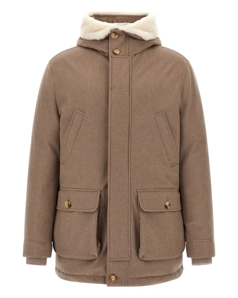 Brunello Cucinelli Gesteppter Mantel mit Shearling-Detail - Braun Braun