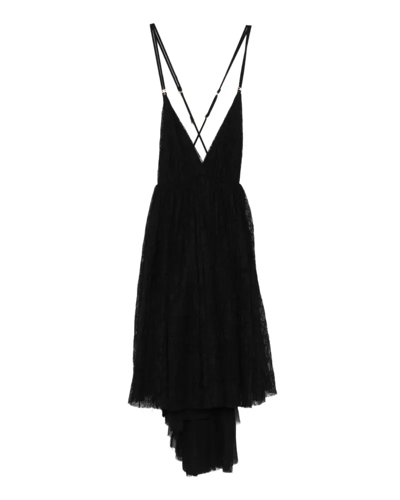 Elisabetta Franchi lace asymmetric mini dress - Schwarz Schwarz