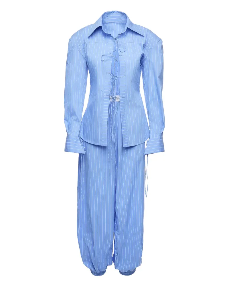 Ana Radu Nadelstreifen-Set mit Schnürung - Blau Blau