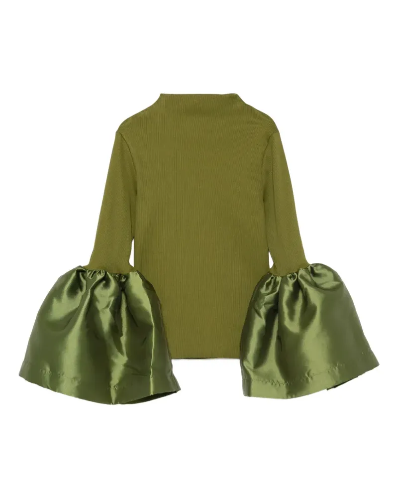 Marques ' Almeida ribbed puff-sleeve top - Grün Grün