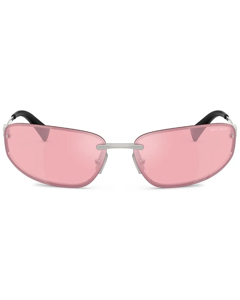 Miu Miu Sonnenbrille mit ovalem Gestell - Silber Silber