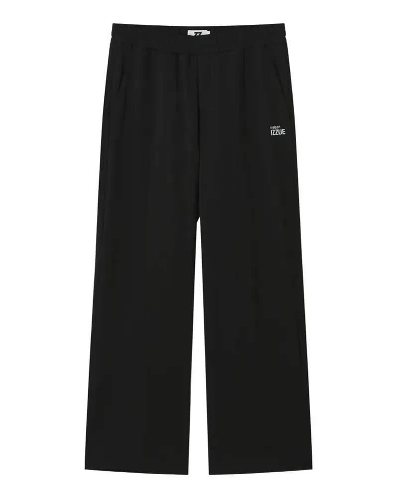 Izzue logo-embroidered trousers - Schwarz Schwarz