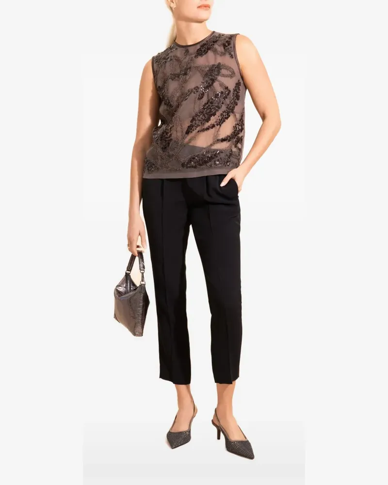 Brunello Cucinelli embroidered sleeveless blouse - Braun Braun