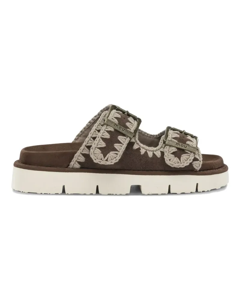 Mou crochet-trim buckle-fastening sandals - Braun Braun