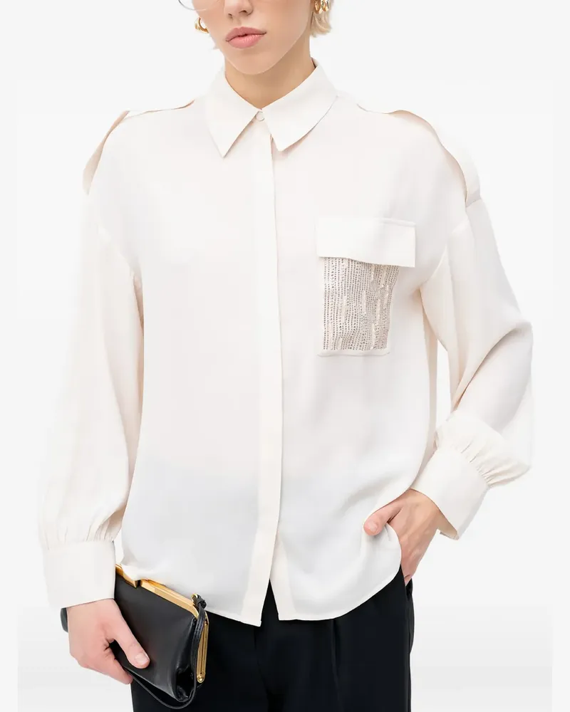 Liu Jo sequin-embellished pocket shirt - Nude Nude