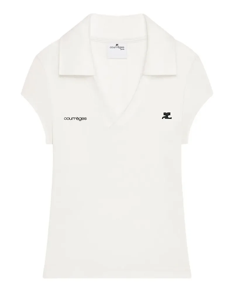 Courrèges T-Shirt mit V-Ausschnitt - Weiß Weiß
