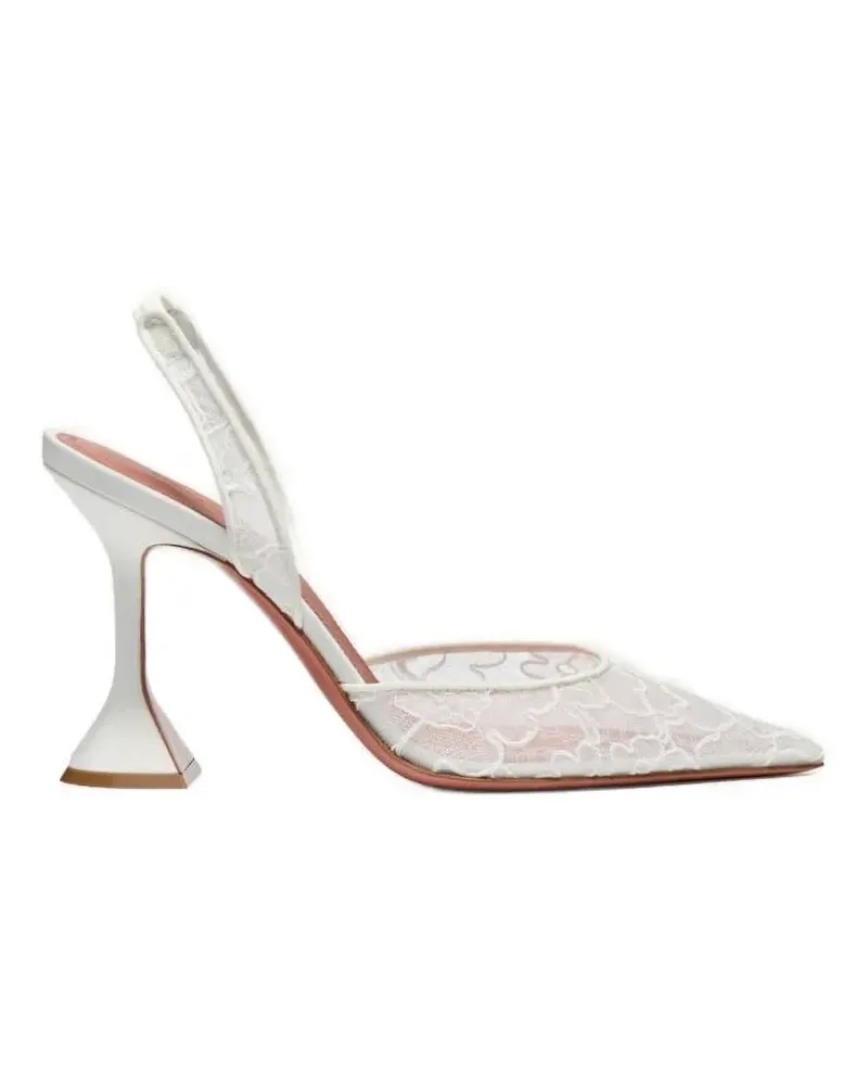 Amina Muaddi Holli floral-lace slingback pumps - Weiß Weiß