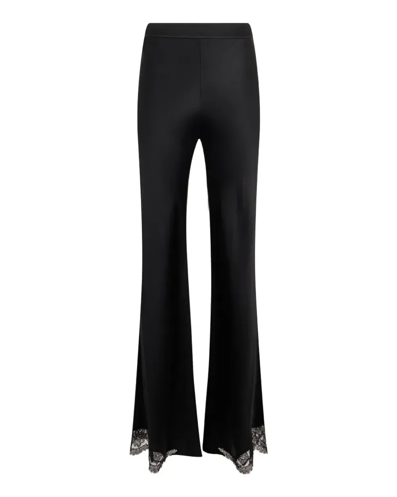 Alberta Ferretti lace-trim flared trousers - Schwarz Schwarz