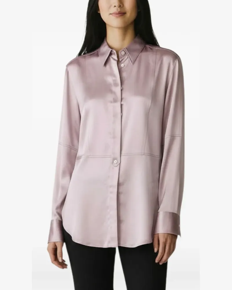 Brunello Cucinelli long-sleeve satin-finish shirt - Rosa Rosa