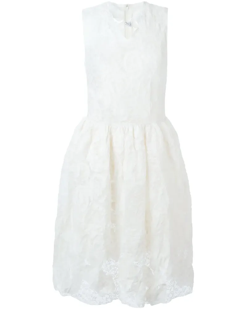 Comme des Garçons Spitzenkleid mit Blumen-Applikationen - Weiß Weiß