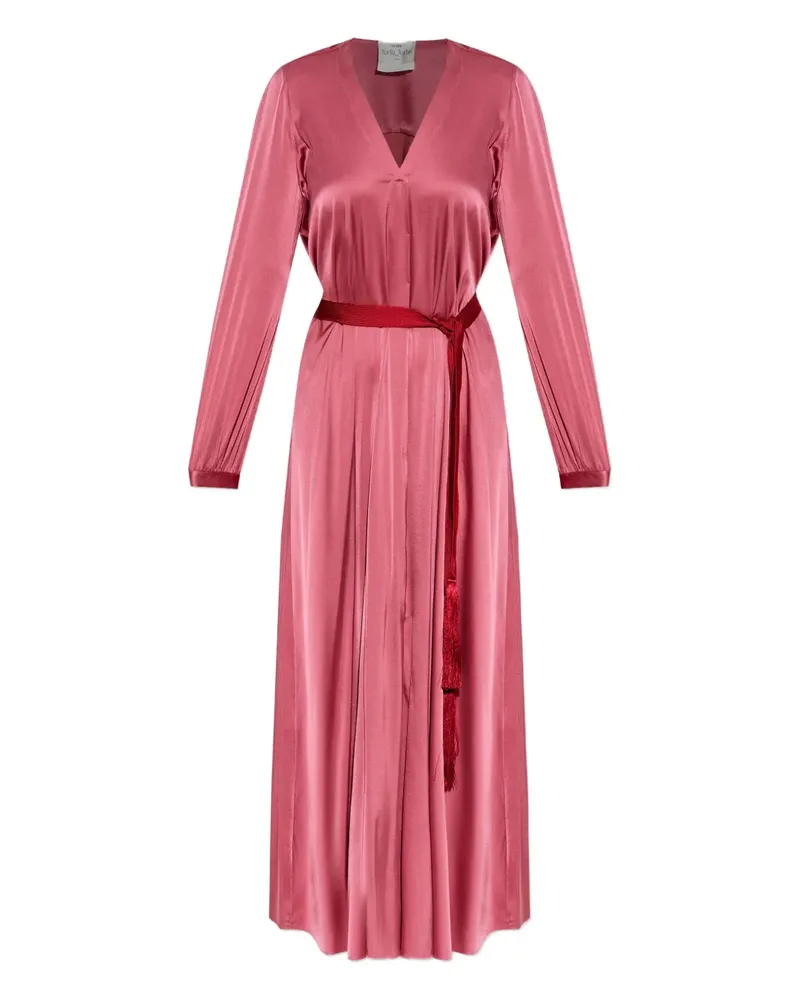 forte_forte Maxikleid mit V-Ausschnitt - Rosa Rosa