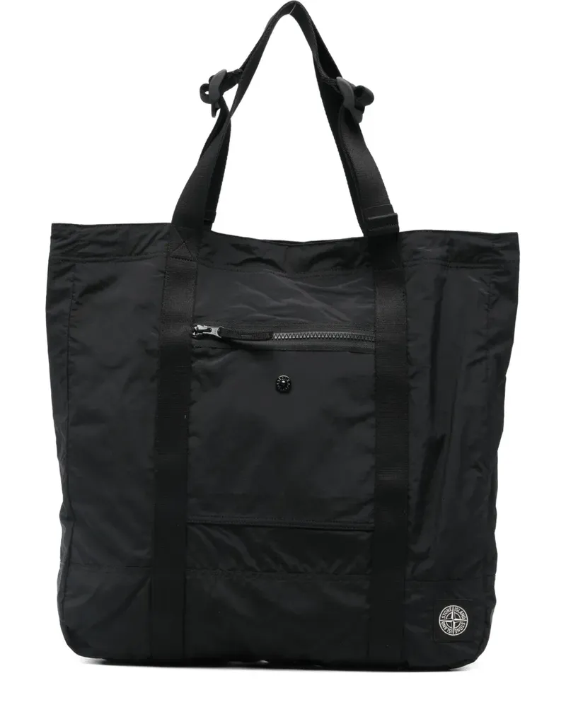 Stone Island Shopper mit Logo-Patch - Schwarz Schwarz