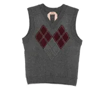 Argyle-Strickweste mit Nieten - Grau