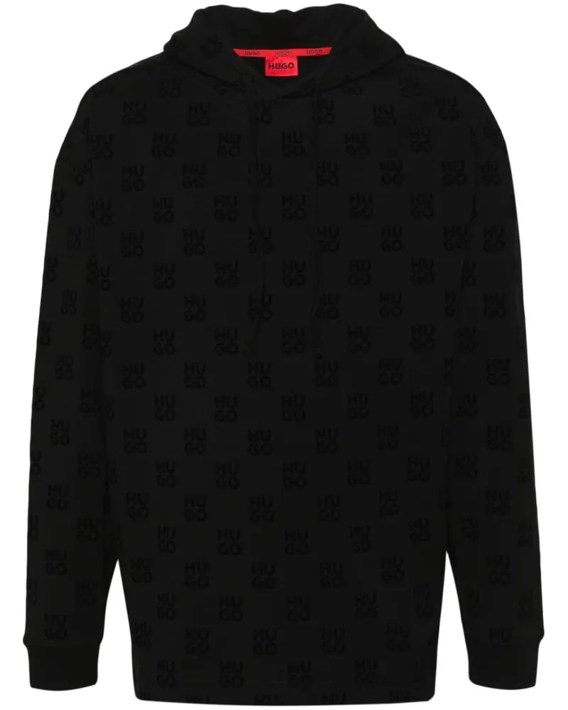 HUGO BOSS Hoodie aus Logo-Jacquard - Schwarz Schwarz
