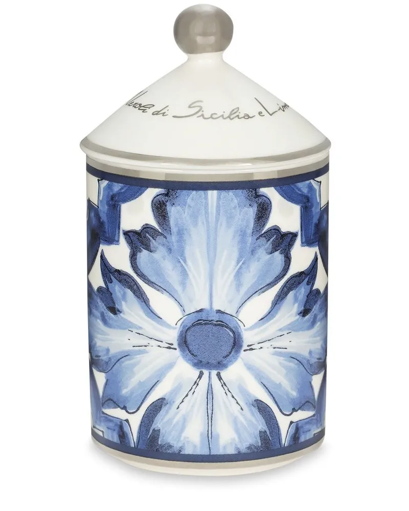 Dolce & Gabbana Duftkerze mit abstraktem Print 340g - Blau Blau