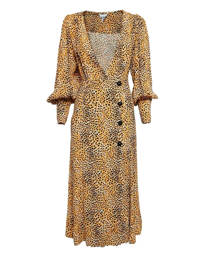 Ganni Pre-owned Midikleid mit Animal-Print - Nude Nude