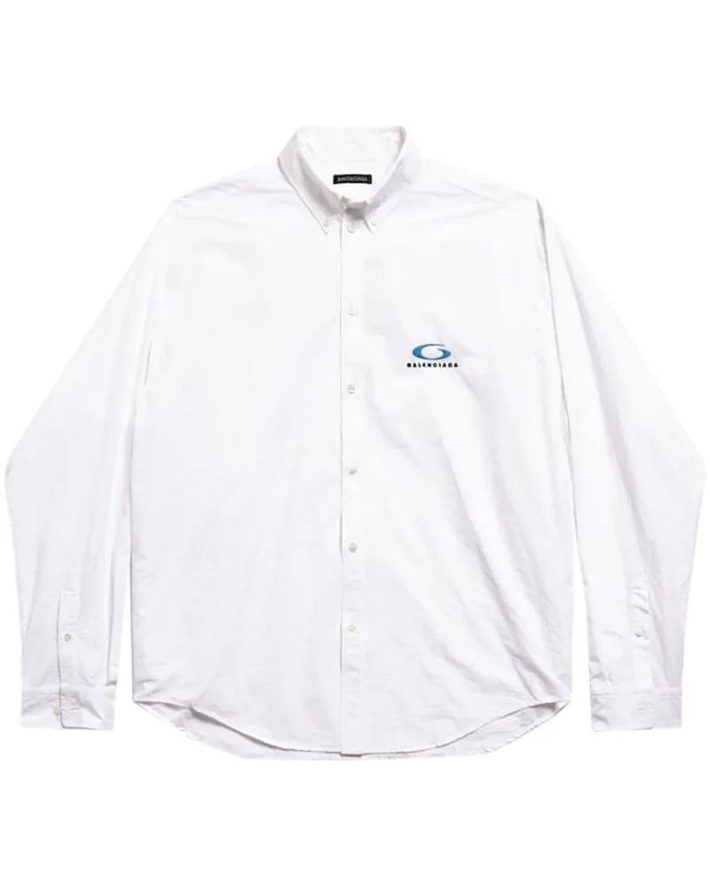 Balenciaga Hemd mit Logo-Stickerei - Weiß Weiß