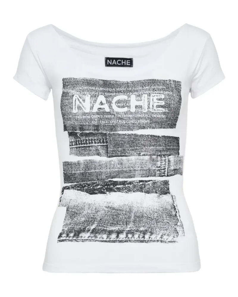 HACHE T-Shirt mit Collagen-Print - Weiß Weiß