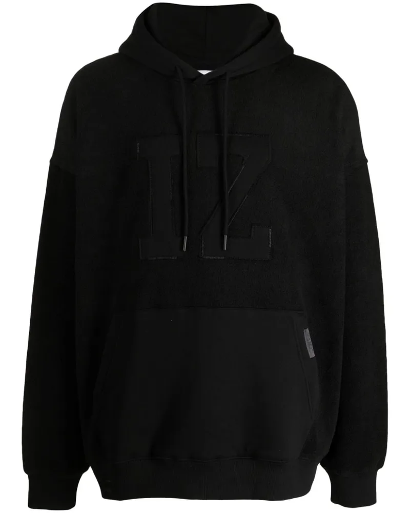 Izzue Fleece-Hoodie mit Logo-Applikation Schwarz