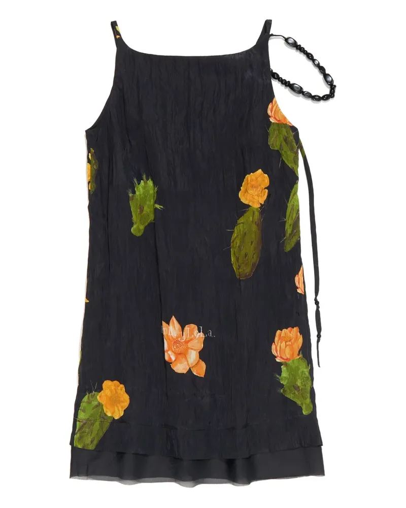 BIMBA Y LOLA Perlenriemen-Minikleid mit Kaktus-Print - Schwarz Schwarz