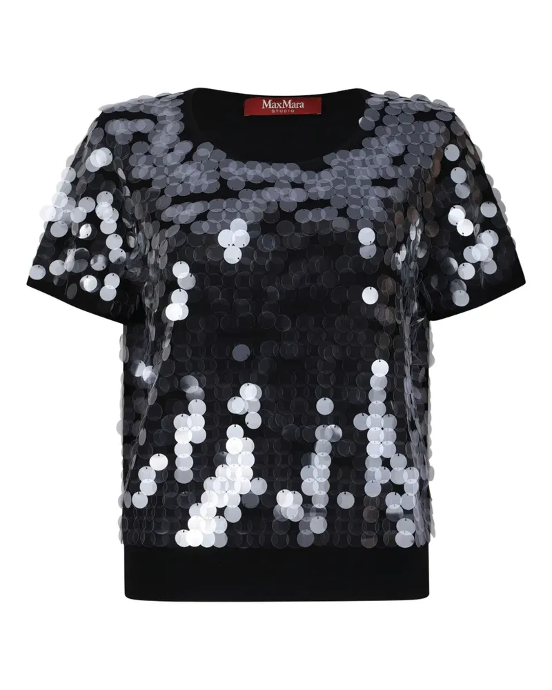 Max Mara T-Shirt mit Pailletten - Schwarz Schwarz