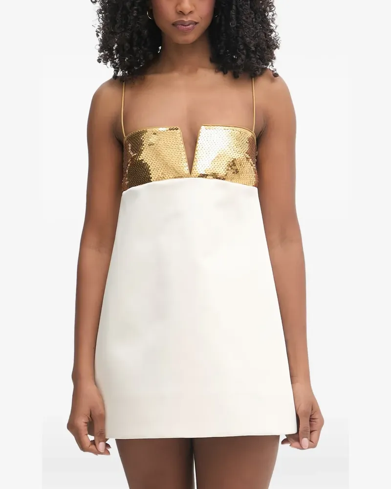 Retrofête Cyra Minikleid in A-Linie mit Pailletten - Weiß Weiß