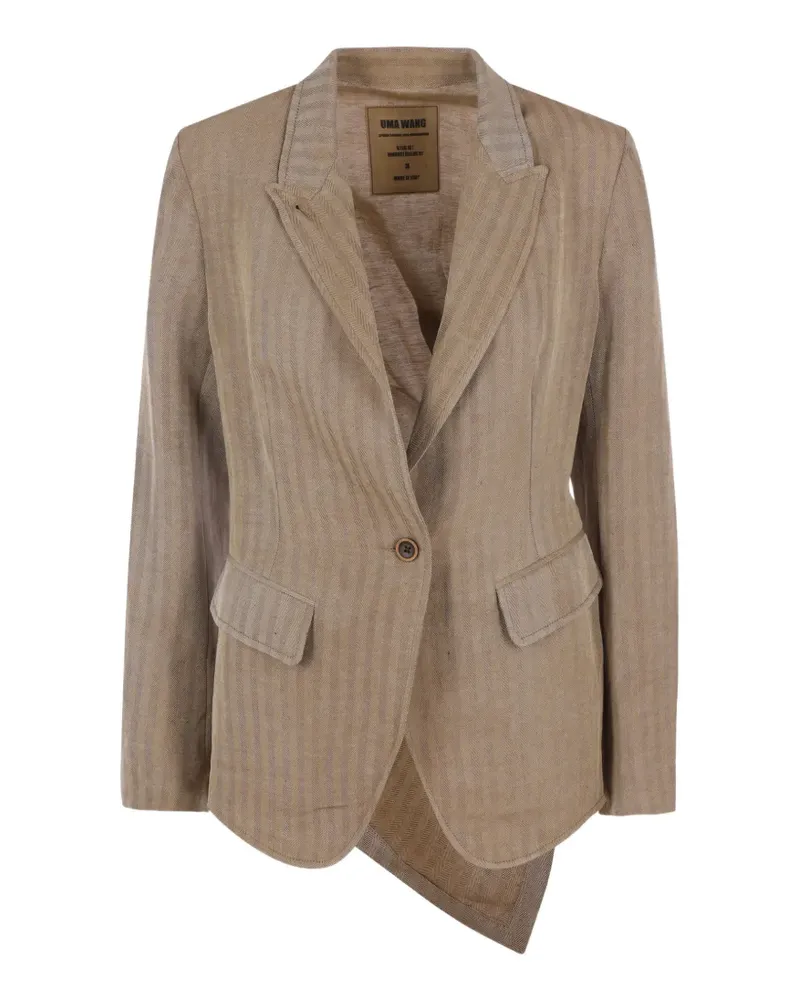 Uma Wang Kylie herringbone-pattern asymmetric blazer - Braun Braun
